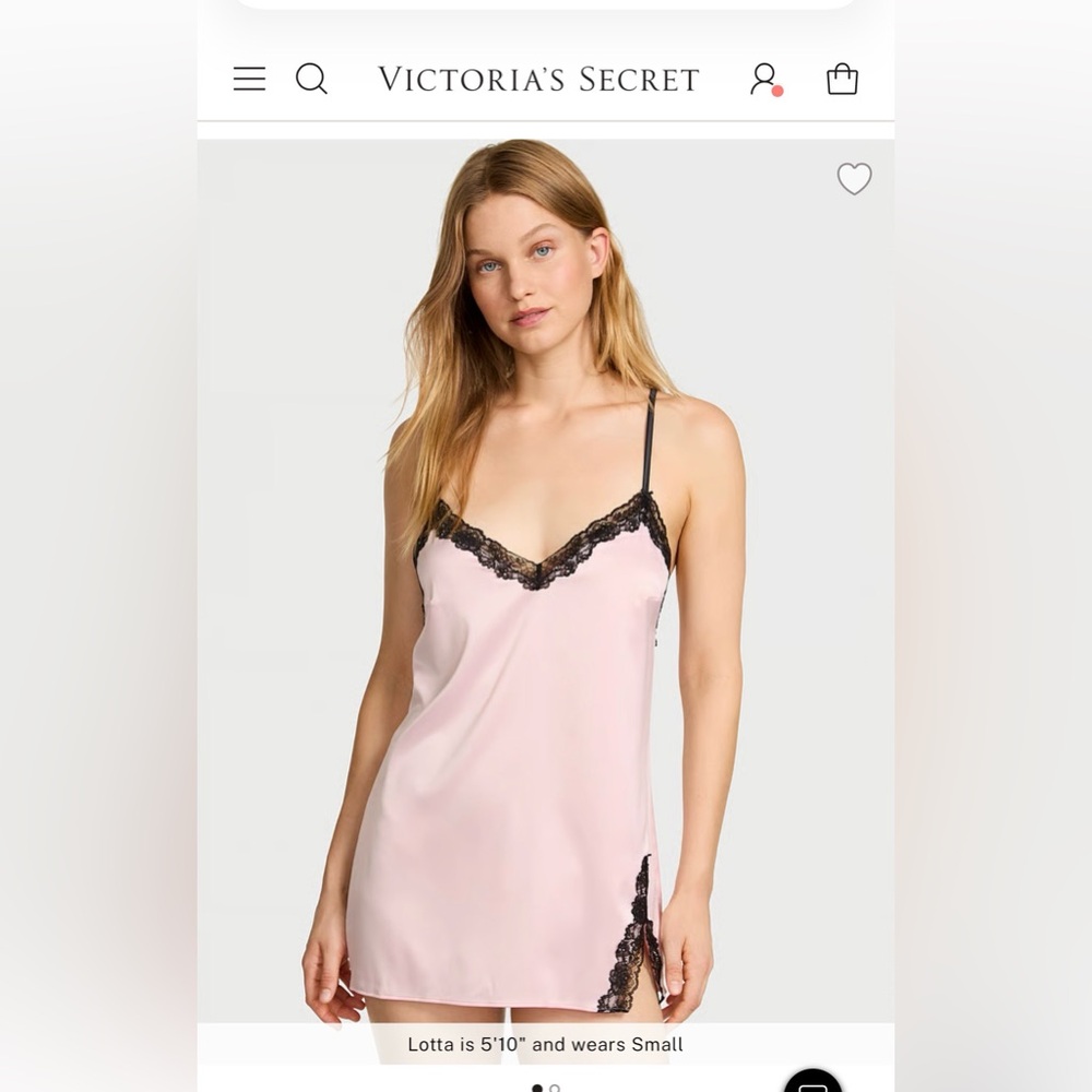 Victoria’s Secret Tease Elegant Pink Lace Trim Slip Dress